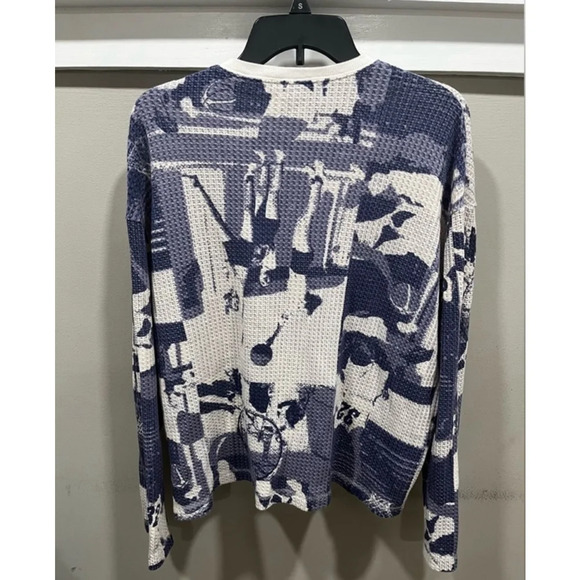 Out From Under Dustin Lace- Up Henley Top Blue‎ and White Size M - Picture 7 of 8